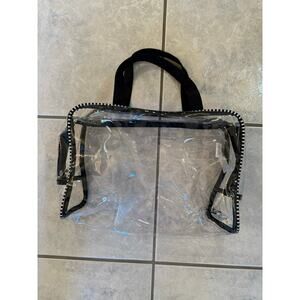 The Royal Standard NWT Clear Black White Handle Travel Makeup Zipper Bag